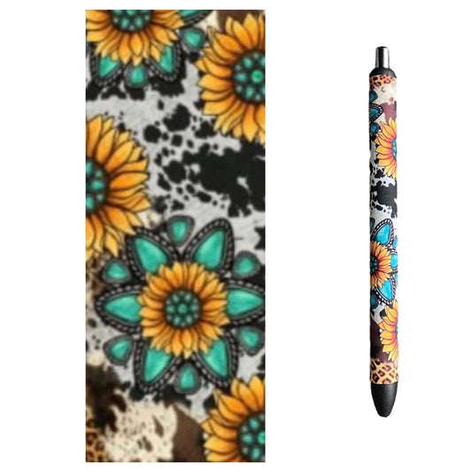 Photo of pen and vinyl design with western inspired sunflowers 
