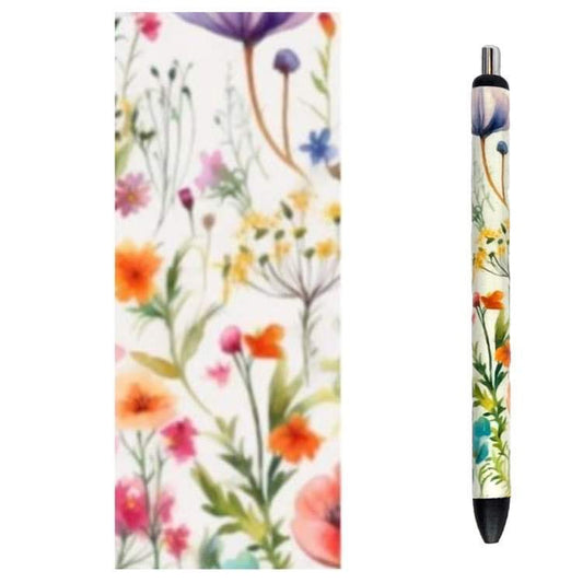Photo of pen and wrap with spring flower design.